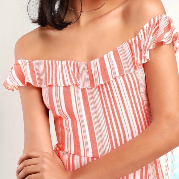 NWT Lulu’s Orange and White Jumpsuit - Picture 4 of 11